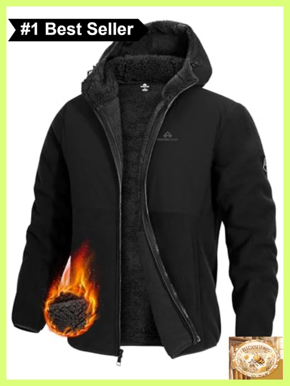 Men's Polar Fleece Sherpa Lined Full Zip Hooded Winter Jacket Outerwear